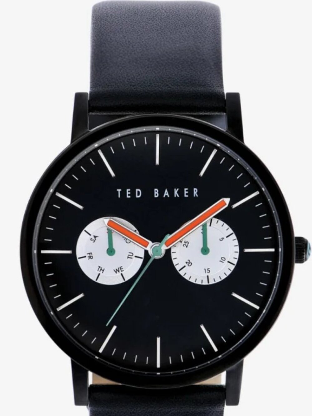 Ted Baker Men's Loureid Round Face Dial Watch, Black Leather